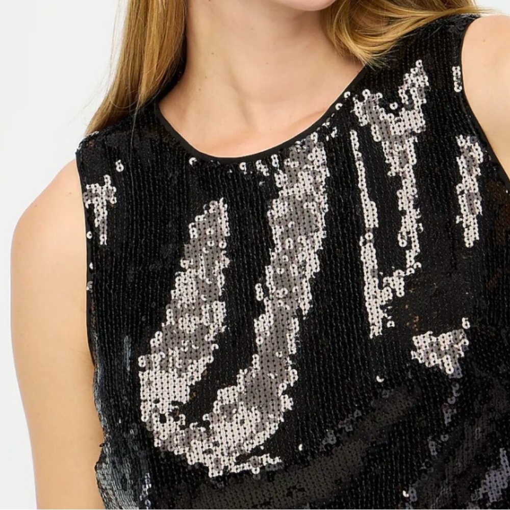 NEW J.Crew Black Sequin Sleeveless Shell Top